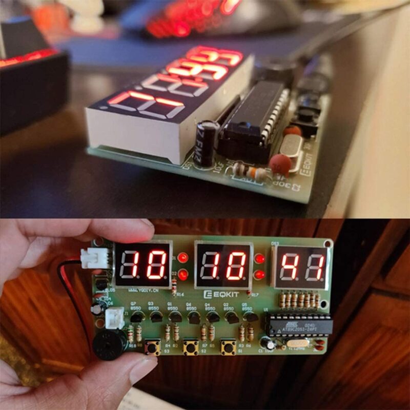 DIY 전자 키트 C51 디지털 튜브 시계 알람 키트, 버저 LED 디스플레이 구성 요소 포함, 납땜 연습 세트, 6 비트