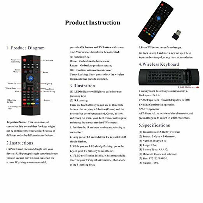 Mx3 Air Mouse Voice-Backlit Android Smart Wireless Air Mouse Afstandsbediening T3 Muis En Toetsenbord Tv Box Draadloze toetsenbord