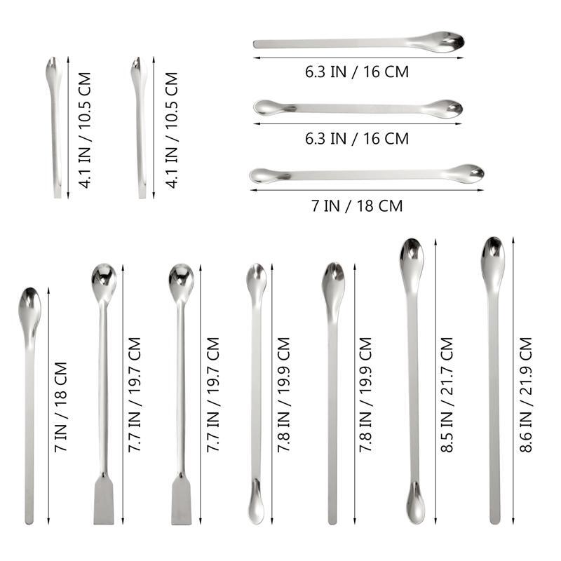 12PCS Stainless Steel Sampling Spoon Spoon Spatula/Sampling Spoonoratory Sampling Spoon Mixing Spatula Micro Spatula Scoop for