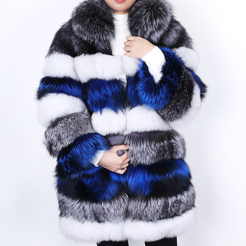 Casaco feminino com pele de raposa natural, novo casaco de pele quente maomaokong2020, jaqueta e casaco de pele natural