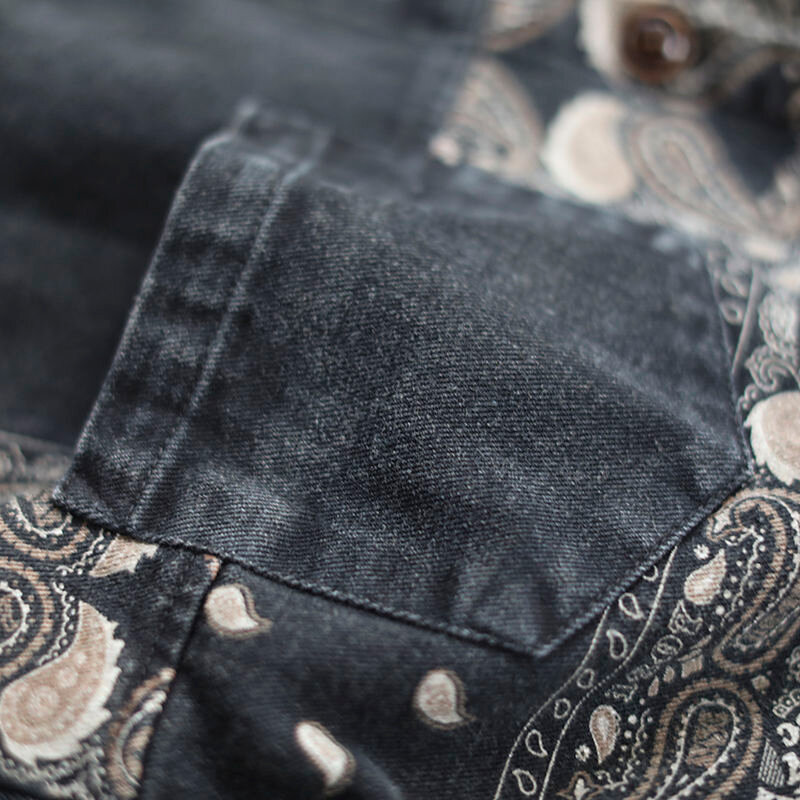 Blusa vaquera de manga larga para mujer, camisa holgada de algodón con estampado de retazos, Estilo Vintage, primavera, S816, novedad