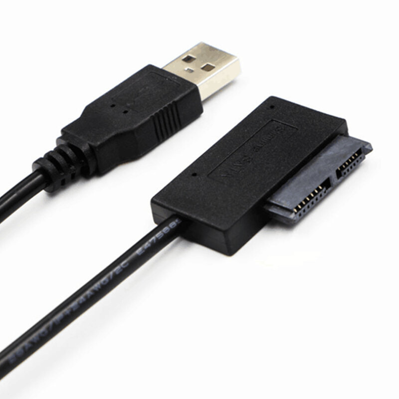 WvvMvv USB 2.0 to Mini Sata II 7 + 6 13 핀 어댑터 컨버터 케이블, 노트북 CD/DVD ROM 슬림 라인 드라이브 컨버터 HDD 캐디