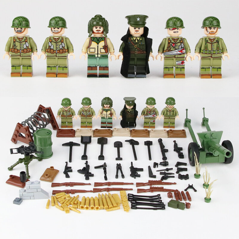 WW2 broń wojskowa akcesoria klocki WW2 armia zsrr oddziały polowe figurki żołnierzy hełm broń cegły zabawki
