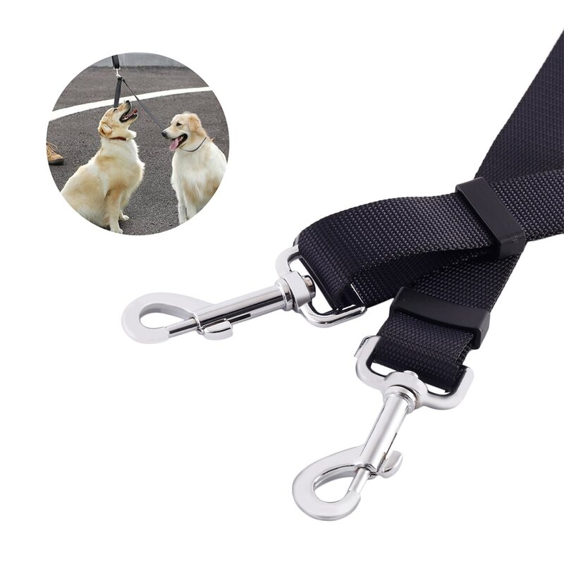 Black Color Nylon Adjustable/Unadjustable Pet Dog Cat Puppy Training Leads Double Buckle Leash Traction Rope Pull Two Dogs
