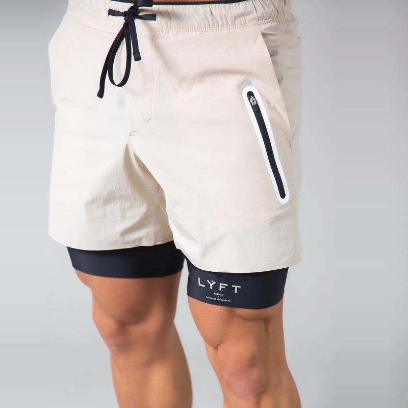 Pantalones cortos de gimnasio para hombre, 2 en 1, para correr, entrenamiento de culturismo, de 4 pulgadas, con bolsillo con cremallera