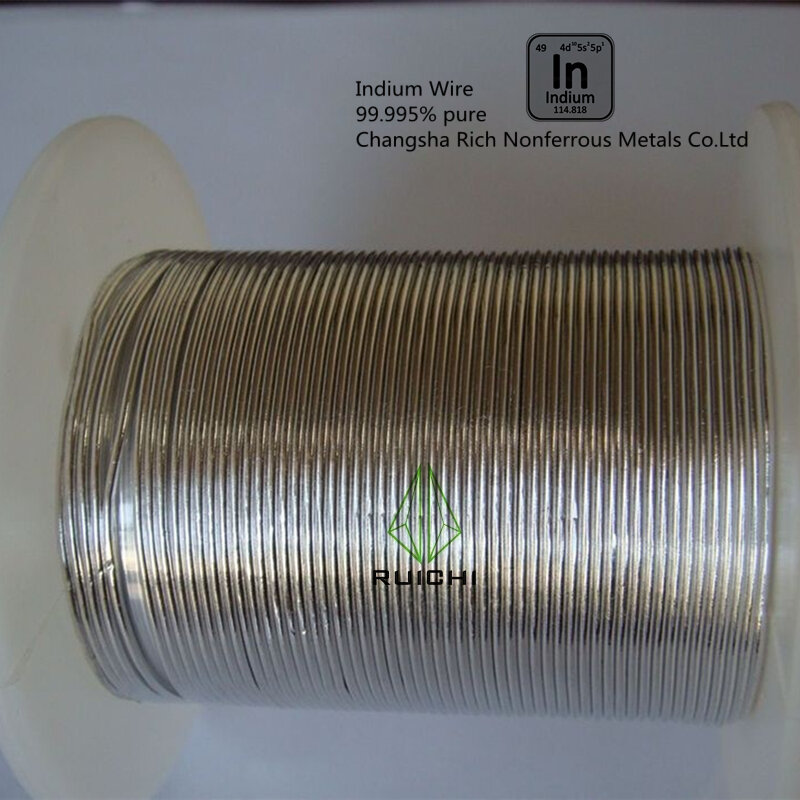 Filo di indio con filo metallico indio diametro 0.5mm, 0.8mm, 1mm, 1.5mm, 2mm 2.5mm 99.995% puro