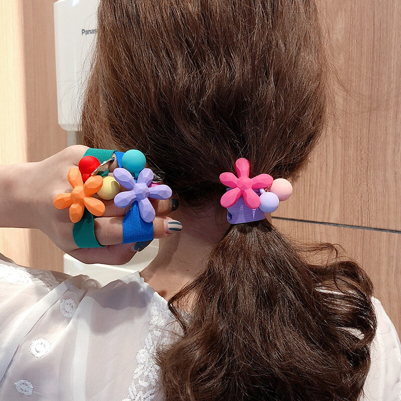 Corde à cheveux couleur bonbon, jolie fleur, cercle de cheveux, double usage pour filles femmes, accessoires de cheveux