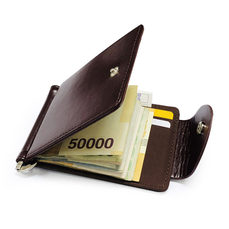 KUDIAN BEAR Rfid portafoglio uomo fermasoldi corto portamonete in metallo PU porta carte di credito minimalista maschio sottile BID249 PM49