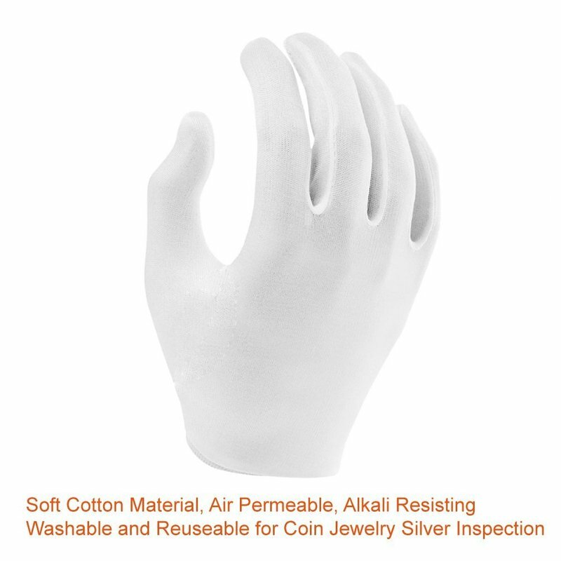 1 Pair Hight Quality 100% Cotton Lisle Inspection Work Gloves White Gloves Inspection Cotton Work Gloves Jewelry Lightweight