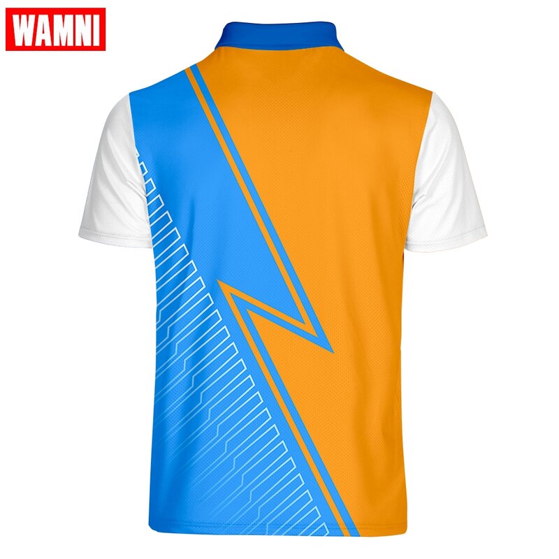 WAMNI Tennis T Shirt Fashion Men Gradient 3D Youth  Shirt Casual Sport Turn-down Collar Stripe Male Short Sleeve -shirt