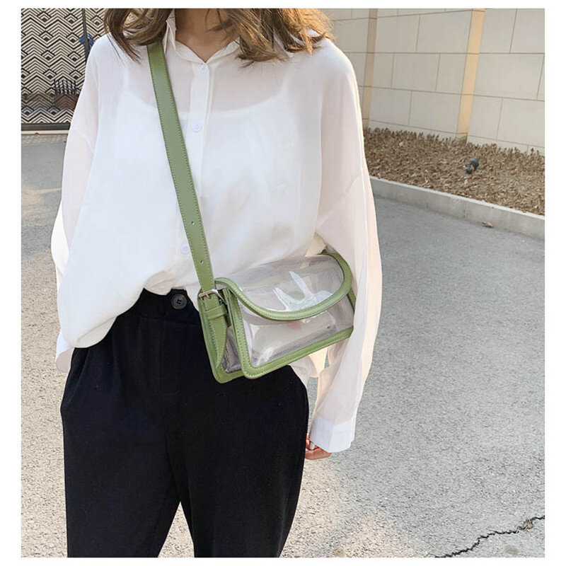 Bolsa de gelatina transparente para mujer, bolso de diseñador de PVC de alta calidad, bandolera de hombro con cadena de bloqueo, 2019