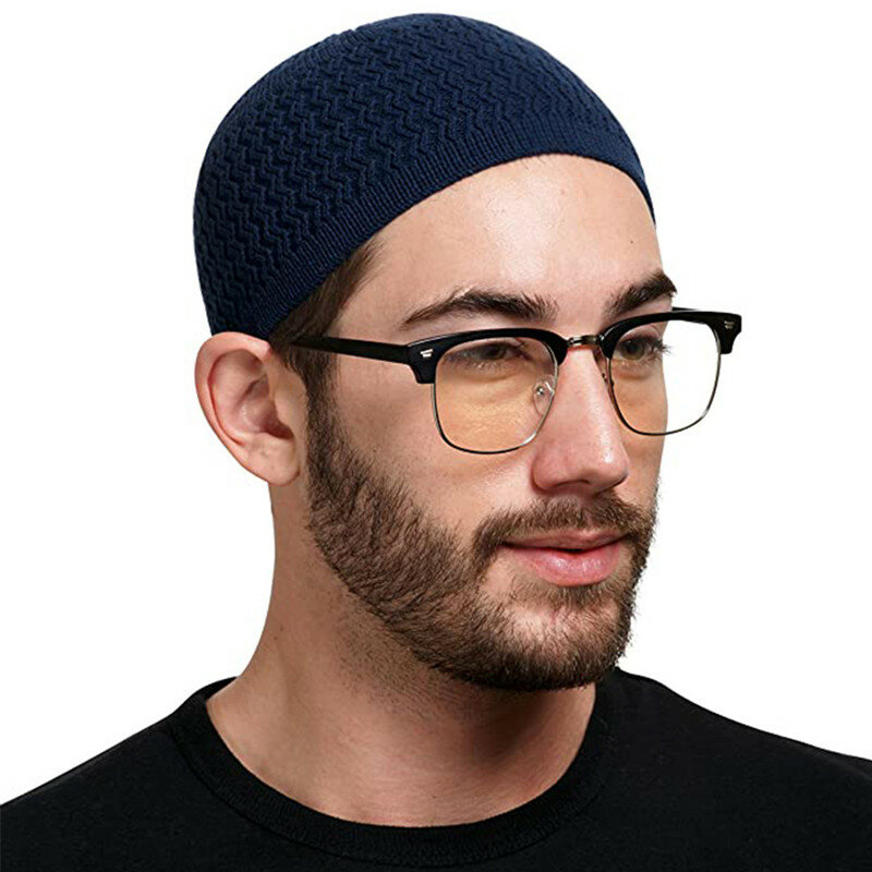 Casual Knitted Muslim Men Prayer Hats Winter Warm Male Beanies Cap Islamic Ramadan Jewish Kippah Homme Hat Men's Wrap Head Cap
