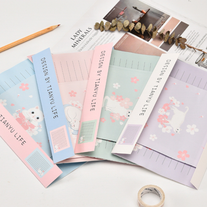 Kwiat Dreamland zestaw 3 koperty 6 liter pisanie zaproszenia na ślub przybory szkolne romantyczne piękne papier do pisania spowiedzi