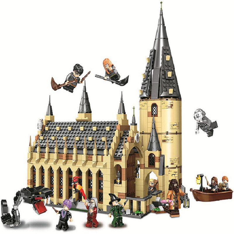 983Pcs Harries Voldemort Ceramisti Hogwartse Castello Grande Sala della Scuola di Magia Compatibile Lepining Un Edificio di Mattoni Blocco per I Bambini Giocattoli