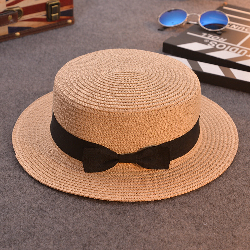 قبعة الشمس الاطفال قبعة الصيف قبعة من القش قبعة المرأة الصيف حافة صغيرة مرنة فيدورا قبعة الشاطئ