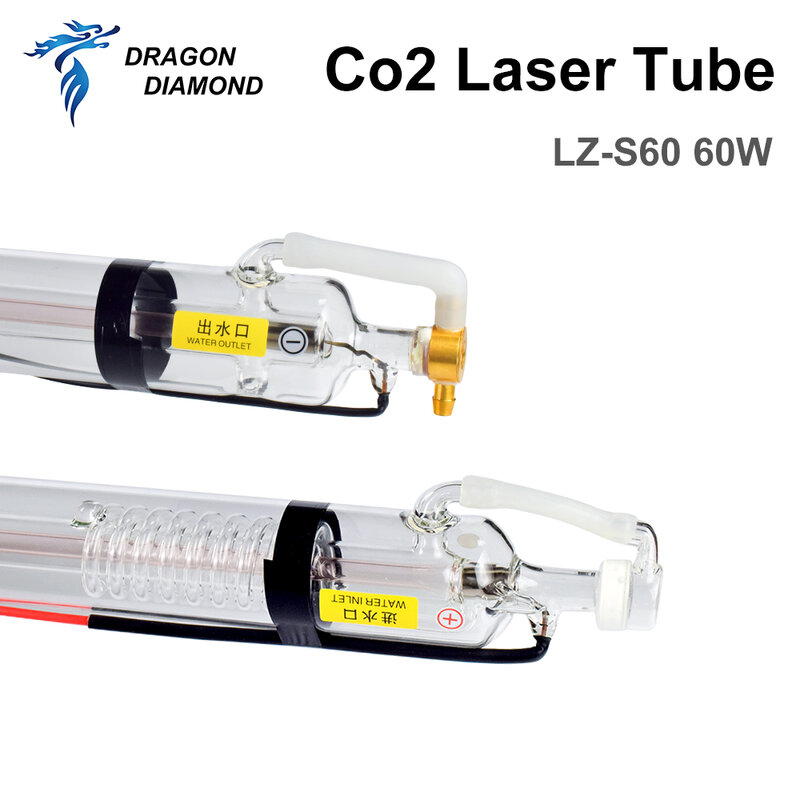Rồng Kim Cương 60W CO2 Laser Chiều Dài Ống 1250Mm Dia.55mm Đầu Kim Loại Dán Kính Cường Lực Cho CO2 Máy Laser