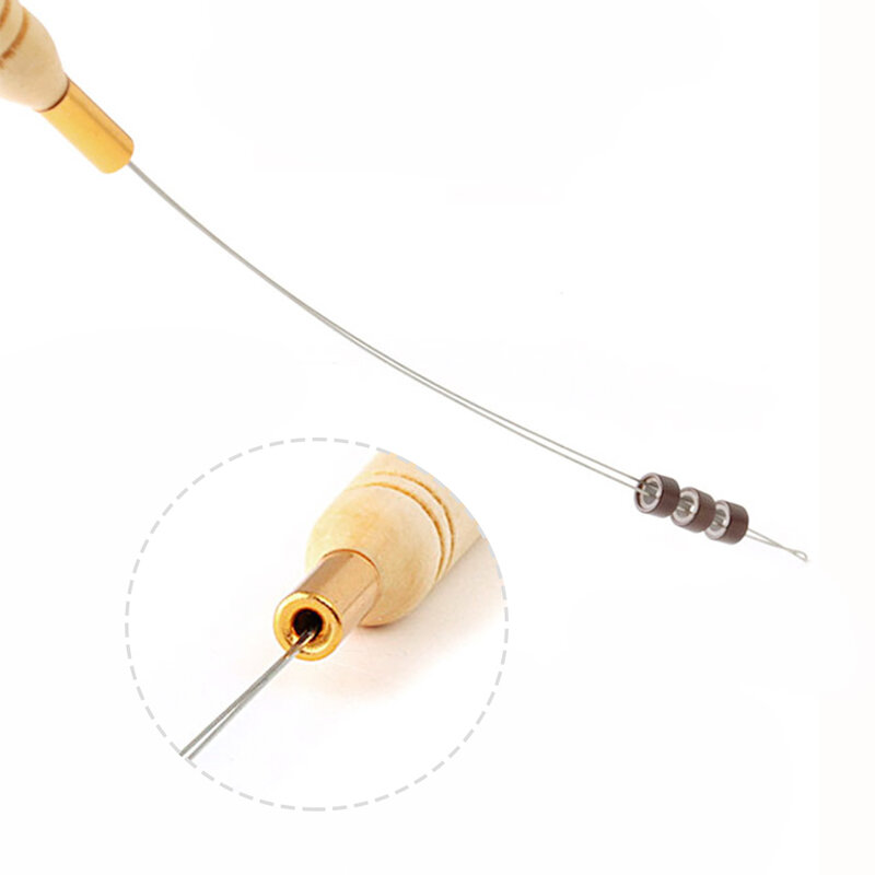 Alat Loop cincin mikro alat Threader menarik jarum digunakan dengan tang rambut dan manik-manik untuk rambut manusia alat ekstensi bulu
