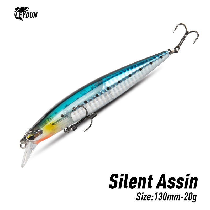 LEYDUN Floating Sea Bass Fishing Lures Baits 130mm 20g Minnow Lures with Flash Blade Hard lure Good Action Wobblers Tackle Pike