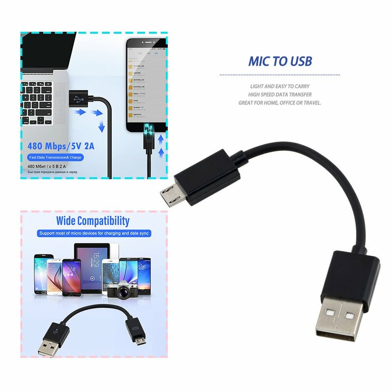Đa Năng 10CM USB 2.0 A Sang Micro B Đồng Bộ Dữ Liệu Cáp Sạc Dây Cho Điện Thoại Di Động Máy Tính Để Bàn Laptop Nam Mới đến Nam Cáp