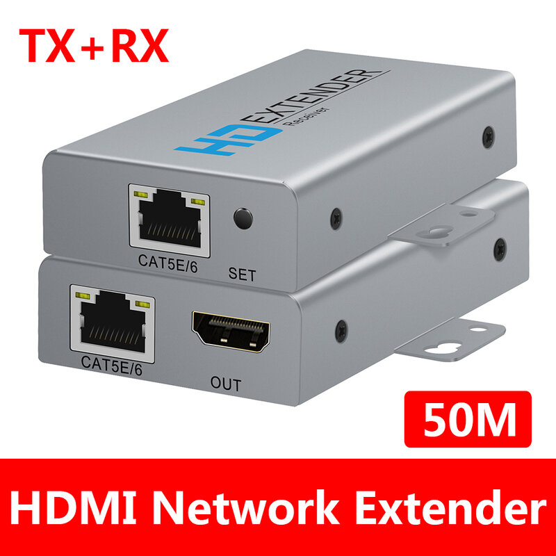 2023 HDMI Extender with Loop Out 1080P HDMI Extender 60m No Loss RJ45 to HDMI Extender Transmitter Receiver over Cat5e/Cat6