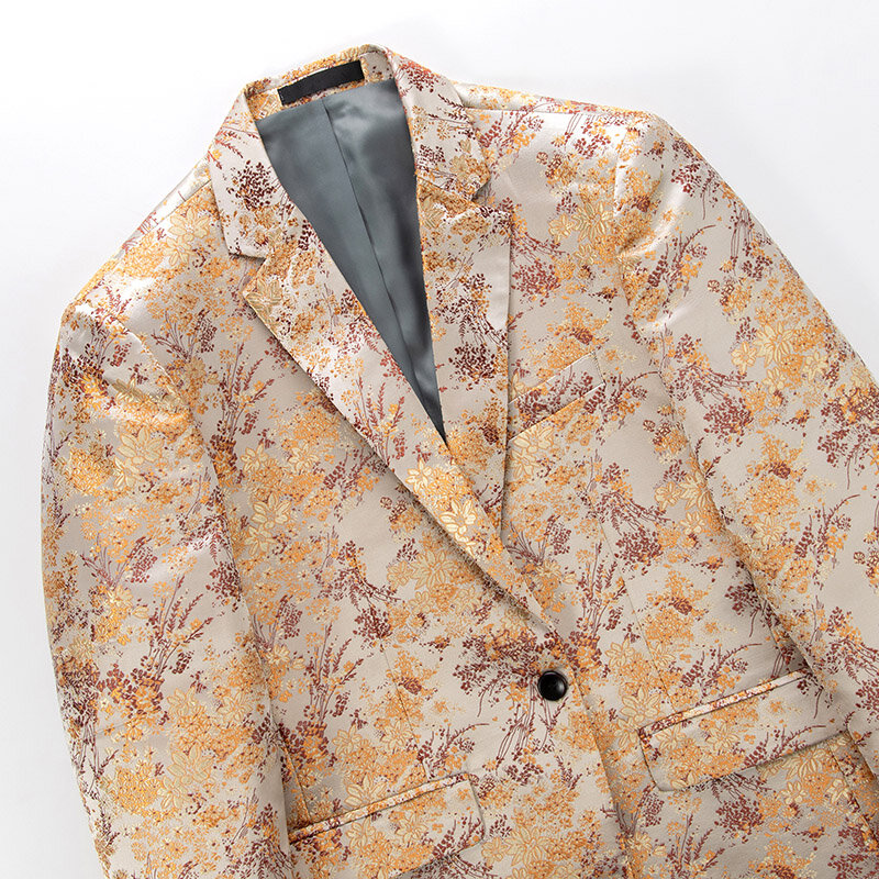 Luxury Elegant Casual Long Sleeve Blazers For Men 6XL Brand Clothing Male Suit Blazer Print Slim Fit Mens Blazer Jacket Q1509