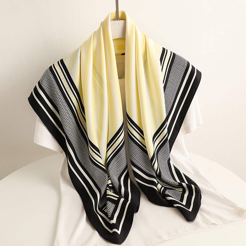2022 дизайнерский женский саржевый квадратный шарф, однотонный полосатый платок, шаль, шарфы, хиджаб, платок, бандана, 90*90 см