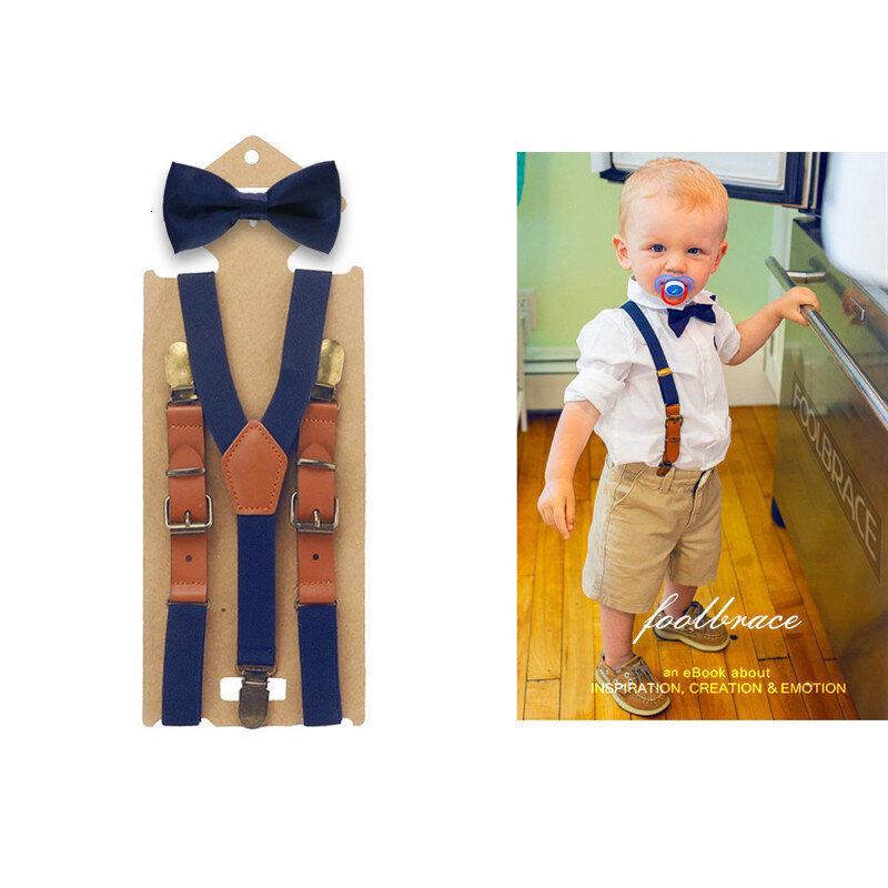 2cm Width Boys Girls Bow Tie Suspenders Set For Baby Kids Pants Bow Tie Braces For Children Wedding Party Szelki Bretels
