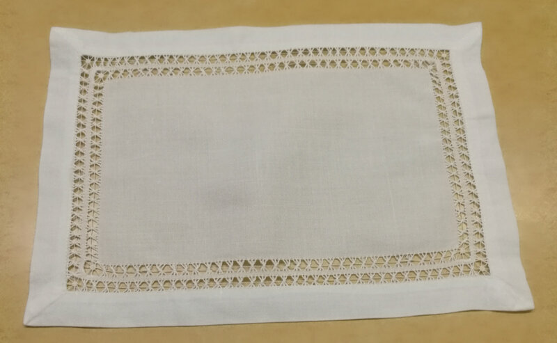 St of 4 White Double Hemstitched Linen Placemats 10x14-inch placemat set will set the stage for an elegant lunch or dinner