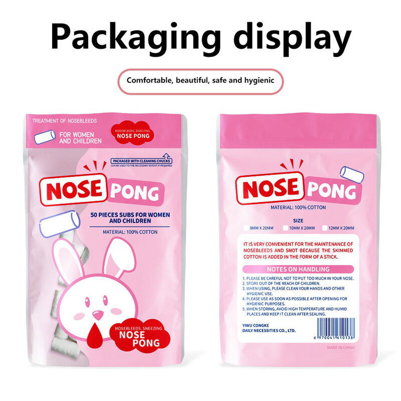 50 Capsules Nose Blood Stop Bobbin Child Nose Bleeding Runny Nose Nose Spray Degreasing Children Big People Cotton Roll