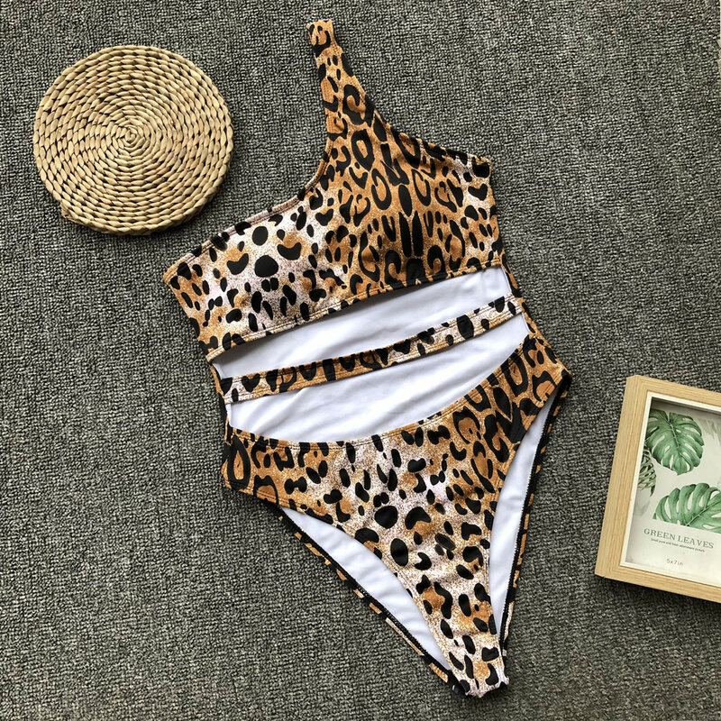 Catei Karrui 2020 women's swimwear new bikini gather leopard bandage one piece swimwear sexy bikini swimming pool party