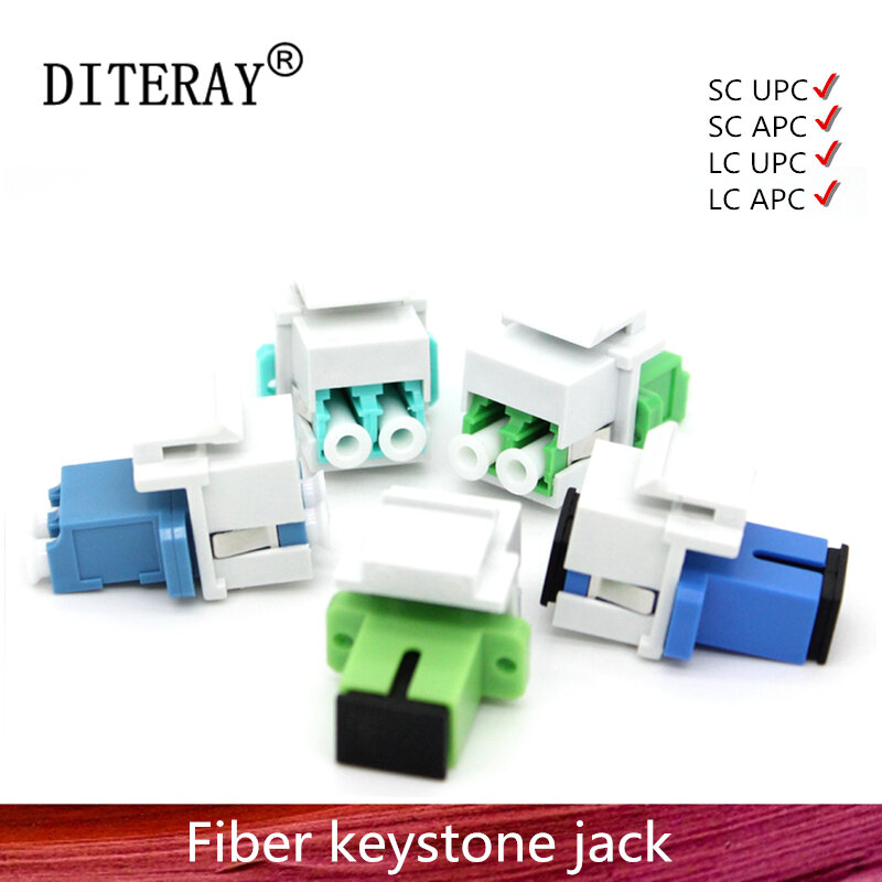 10ชิ้น/ล็อต Fiber Keystone Jack Snap Fitting Duplex LC SC UPC APC ตัวเชื่อมต่อไฟเบอร์ออปติก Keystone Jack Adapter