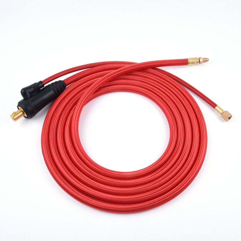 3.8/7.6M WP9 WP17 TIG Obor Las Gas-Listrik Terintegrasi Merah Selang Lembut Kabel Kabel M12 DKJ 10-25 35-50 Konektor Euro