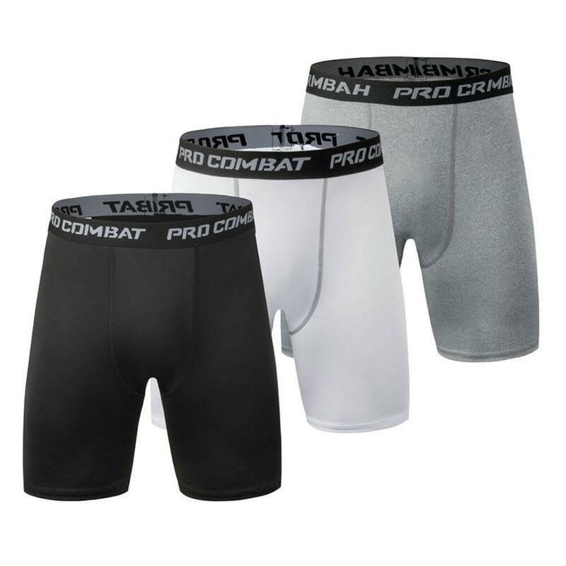 Pantalones cortos ajustados de secado rápido para hombre, mallas elásticas de compresión, pantalones de entrenamiento para correr, negro, gris, talla grande, 3XL