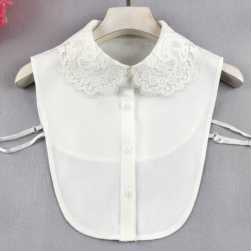 Chemise à faux col blanc pour femmes, chemise ajourée, couleur unie, pull à col détachable, décoration de robe, 2023