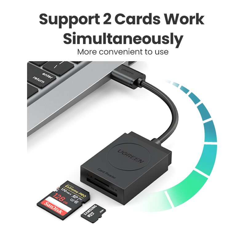 Устройство чтения карт памяти UGREEN, USB 3,0, SD Micro SD, TF адаптер для ноутбука OTG, Micro USB на мульти-кардридер, USB 3,0, адаптер для карт памяти