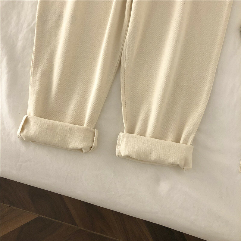 Комбинезоны женские однотонные персиковые модные прямые комбинезоны с карманами женские подходящие ко всему джинсовые подтяжки брюки для студентов