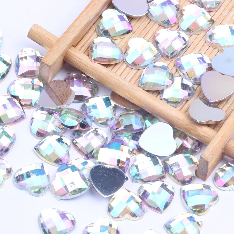 12mm 30/200 piezas acrílico Diamante de imitación en forma de corazón tierra facetada muchos colores elegir Strass alto brillo decoración de uñas