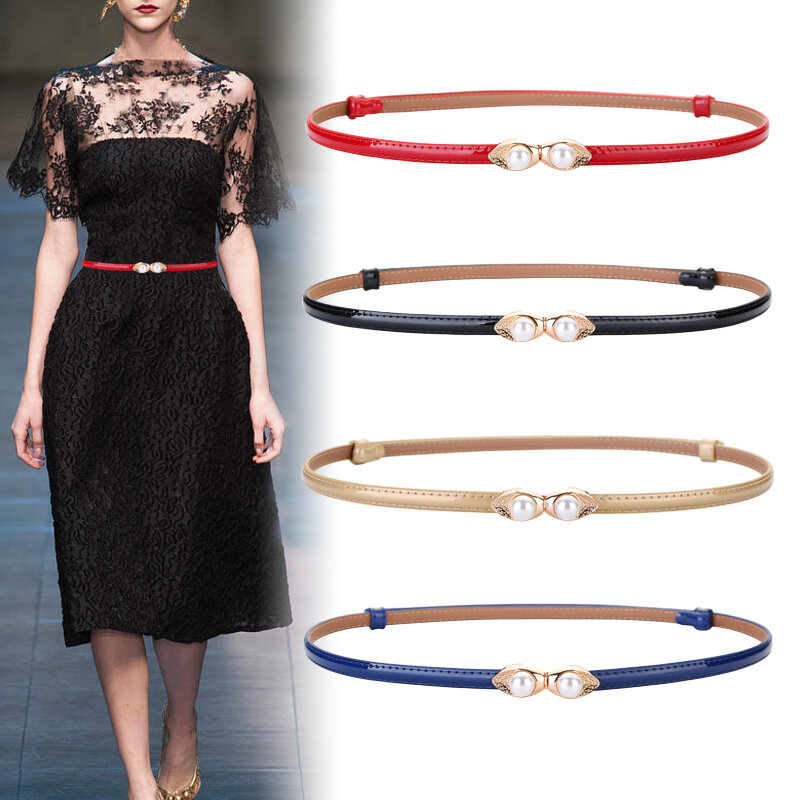 New design belts for women black PU leather waistbands woman thin easy waist ceinture femme dressfashion adjustable cummerbunds