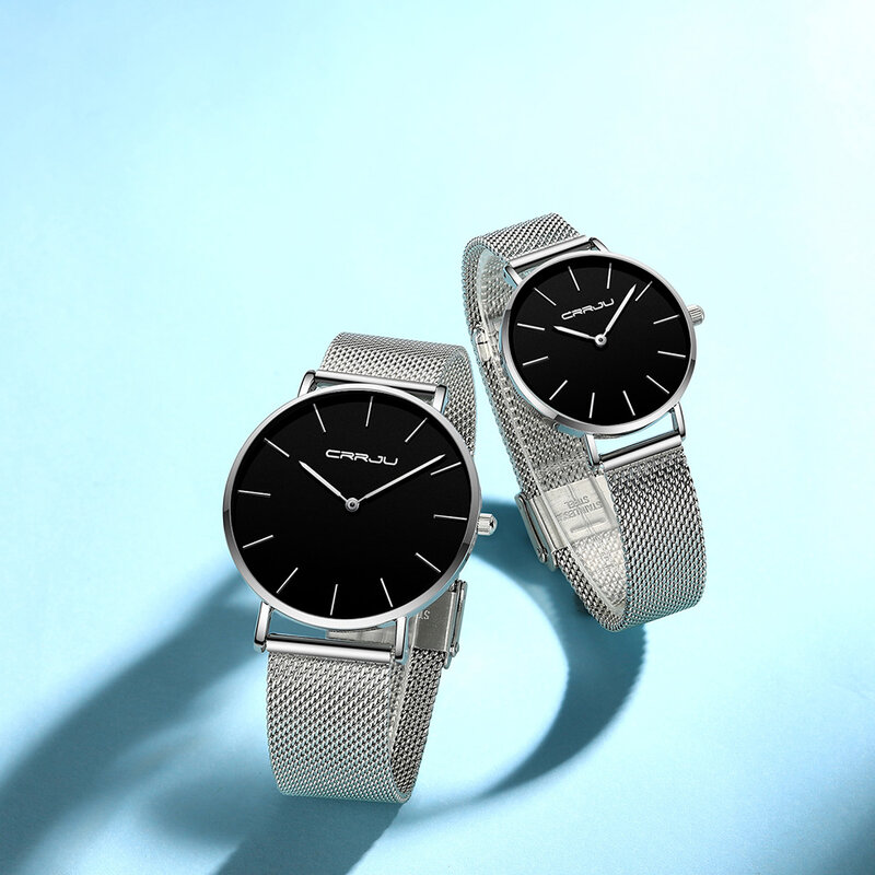 CRRJU nowy zegarek dla pary Top marka japonia ruch moda zegarek wodoodporny dżentelmen zegarek panie wykwintne zegar kwarcowy