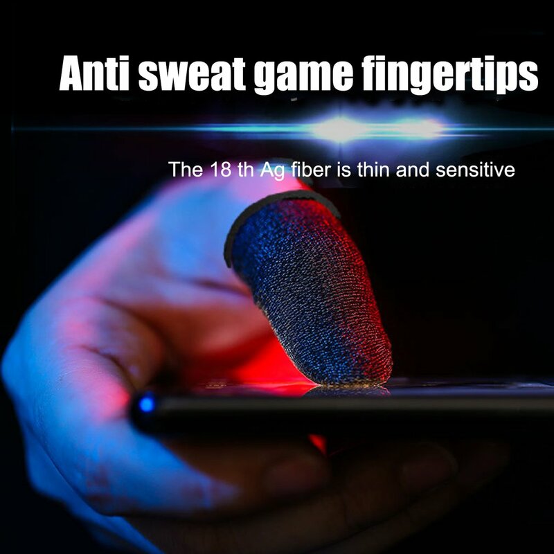 2 Stuks Anti-Slip Gaming Vinger Cot 18-Pin Carbon Fiber Anti-Zweet Antislip Hoge gevoeligheid Vinger Babybedjes