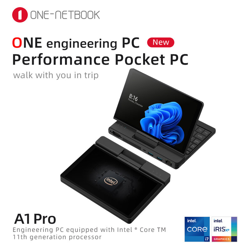 One A1 Pro วิศวกร PC แล็ปท็อป360 ° พลิกหน้าจอ IPS กระเป๋าคอมพิวเตอร์โน้ตบุ๊ค512GB SSD RS232แบบพกพาแท็บเล็ต Windows 11