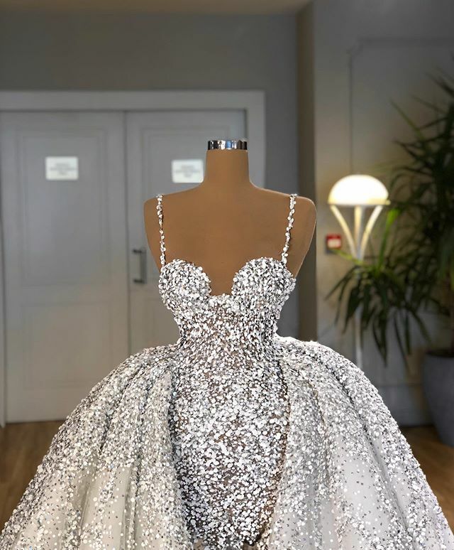 Роскошное свадебное платье со съемным шлейфом и бусинами, свадебное платье 2020, сексуальное свадебное платье на бретелях-спагетти с открытой спиной, свадебные платья
