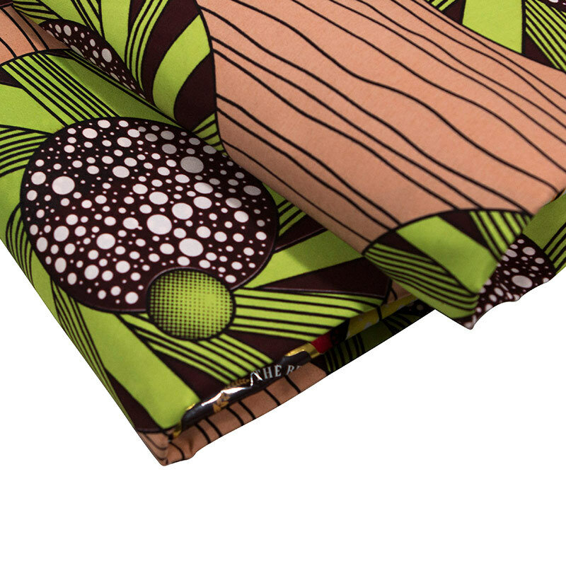 2019 새로운 패션 도착 아프리카 왁스 녹색 라운드 인쇄 직물 Pagnes 아프리카 진짜 왁스 인쇄 직물 6 야드