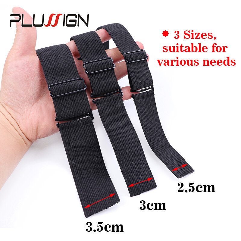 Plussign-banda elástica ajustable para pelucas, accesorio de Material fijo para coser pelucas negras, 2,5 Cm, 3Cm, 3,5 Cm de ancho, 5 unidades