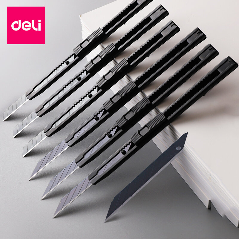Deli papelaria utilitário faca metal 30 ° pequeno cortador de papel auto-bloqueio design para unboxing corte ferramenta arte suprimentos lâmina 9mm