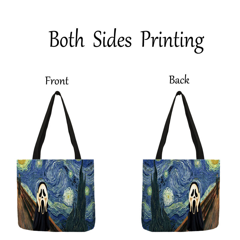 Van Gogh/Starry Sky-حقيبة يد مطبوعة على شكل كلب ، حقيبة كتف ، حقيبة حمل كبيرة للنساء ، تسوق غير رسمي للترفيه ، للاستخدام اليومي