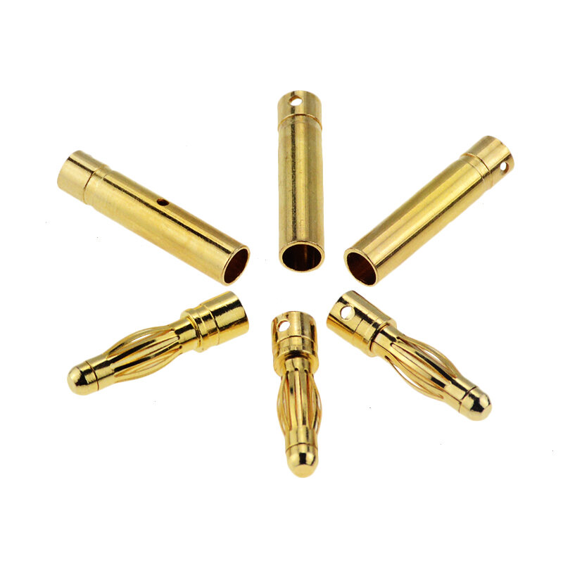 10 pair 4mm 금도금 총알 바나나 플러그 고품질 남성 여성 총알 바나나 커넥터 모델 배터리 플러그