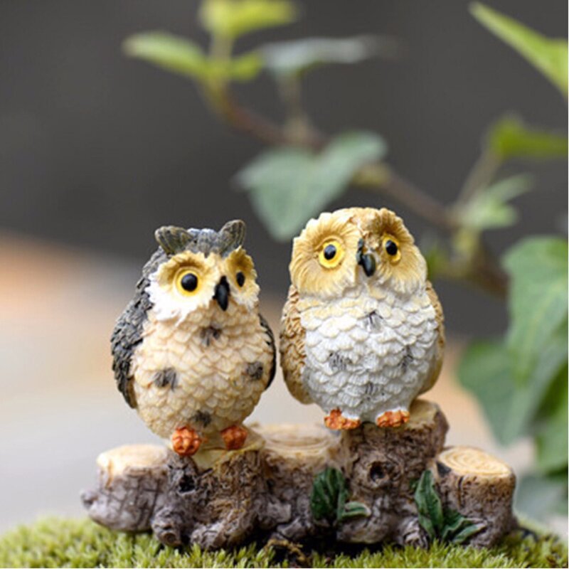 1Pcs Cute Resin Night Owl Animal Statue Craft Action Figures Toy children figure  anime world Miniature Random sent