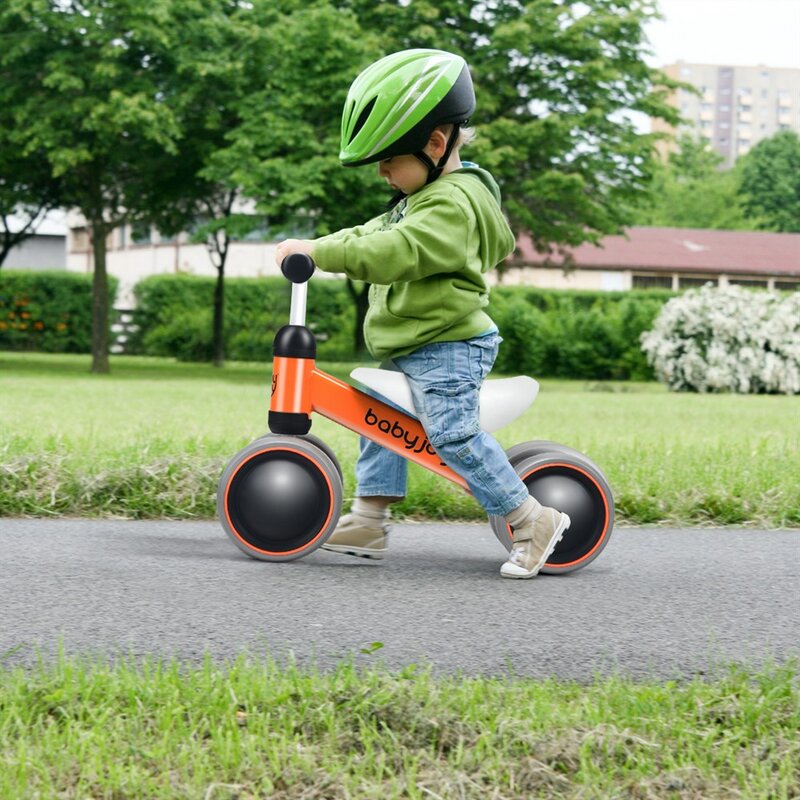 Детский беспедальный Балансирующий велосипед для малышей обучающая игрушка для езды ходунки 4 колеса оранжевый