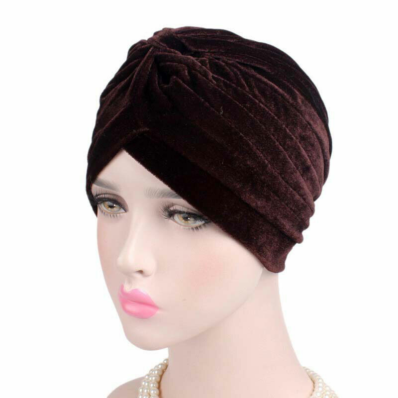 Sombreros musulmanes de moda para mujer, turbante informal de terciopelo elástico doble, turbante, Hijab de terciopelo dorado, Color sólido, novedad